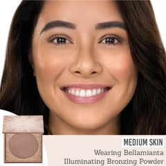 Bellamianta Illuminating Bronzing Powder on medium skin