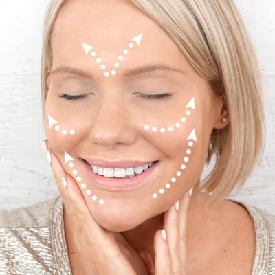 Pat cream upwards and outwards on face & neck
