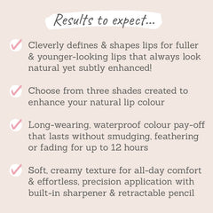 Delilah Long Wear Retractable Lip Liner in Naked, Buff & Pout results