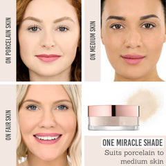 Delilah Pure Touch Micro Loose Powder Translucent results on different skin tones