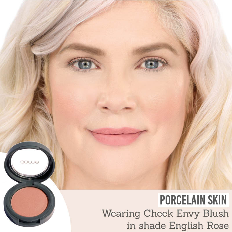 Dome Beauty English Rose Blush on porcelain skin