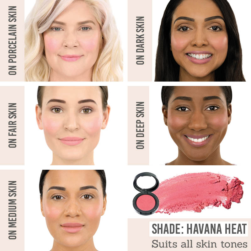 Dome Cheek Envy Blush in shade Havana Heat on different skin tones
