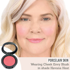 Dome Cheek Envy Blush in shade Havana Heat results on porcelain skin