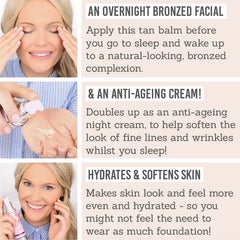 He-Shi Overnight Hyaluronic Tan Balm - Key benefits: an overnight bronzed facial, & an anti-ageing cream, hydrates & softens skin