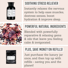 ilapothecary Magnesium & Amethyst Deep Relax Bath Soak - Key benefits: soothing stress reliever, powerful natural ingredients, plus save money on refills