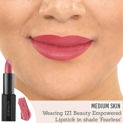 IZI Beauty Empowered Lipstick in Fearless on medium skin