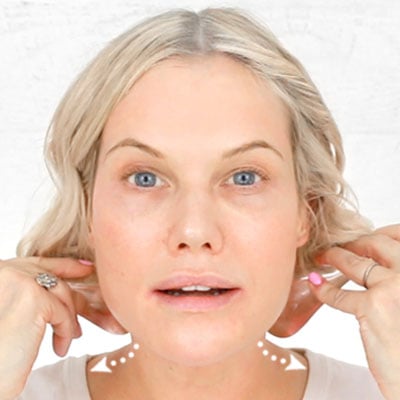 Sweep down sides of neck to your collarbone