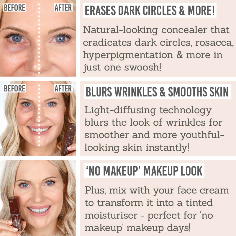 Love Katie Rested and Youthful Under-Eye Perfector - Key Benefits: erases dark circles & more, blurs wrinkles & smooths skin, no 'makeup' makeup look