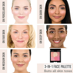 Mii Cosmetics Celestial Skin Shimmer in Rose Quartz on different skin tones