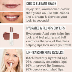 Mii Cosmetics Hydraboost Lip Lover Lipstick in shade 'Spiced' - Key benefits: chic & elegant, hydrates & plumps dry lips, lip-transforming results! 