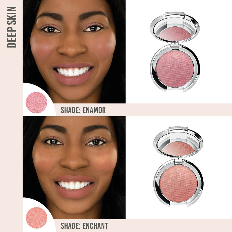 Nude Envie Powder Blush in Enamor and Enchant on deep skin