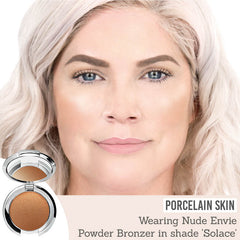 Nude Envie Powder Bronzer in Solace on porcelain skin