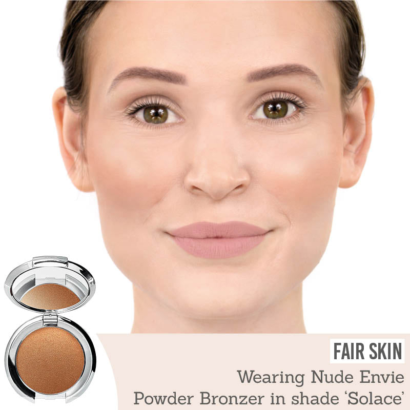 Nude Envie Powder Bronzer in Solace on fair skin