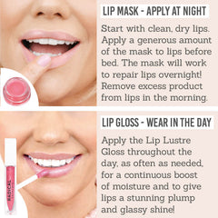 How to use your Radical Skincare Lip Recovery Mask and Rose Lip Luster Gloss Duo