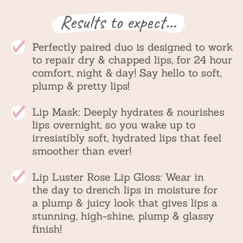 Radical Skincare Lip Recovery Mask and Rose Lip Luster Gloss Duo results to expect