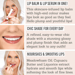 Benefits of Ruby Hammer Deep Nude Lip Serum Balm - lip balm and serum in one, chic shade for every day, nourishes and smooths lips