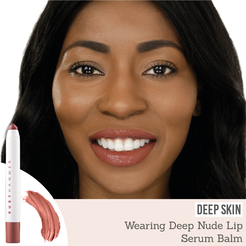 Ruby Hammer Deep Nude Lip Serum Balm on dark skin