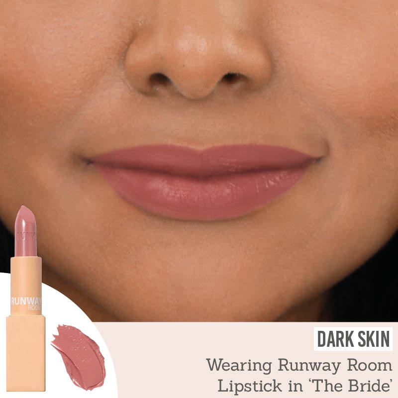 Runway Room Cosmetics Lipstick in The Bride on dark skin