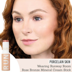 Runway Room Cosmetics Mineral Rose Bronze Cream Stick  on porcelain skin