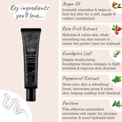 Senna Moisture Drop Primer - Key Ingredients: argan oil, rose fruit extract, eucalyptus leaf, peppermint extract, purslane