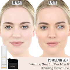 Sontse Sun Lit Face & Body Tan Mist & Blending Brush Duo on porcelain skin