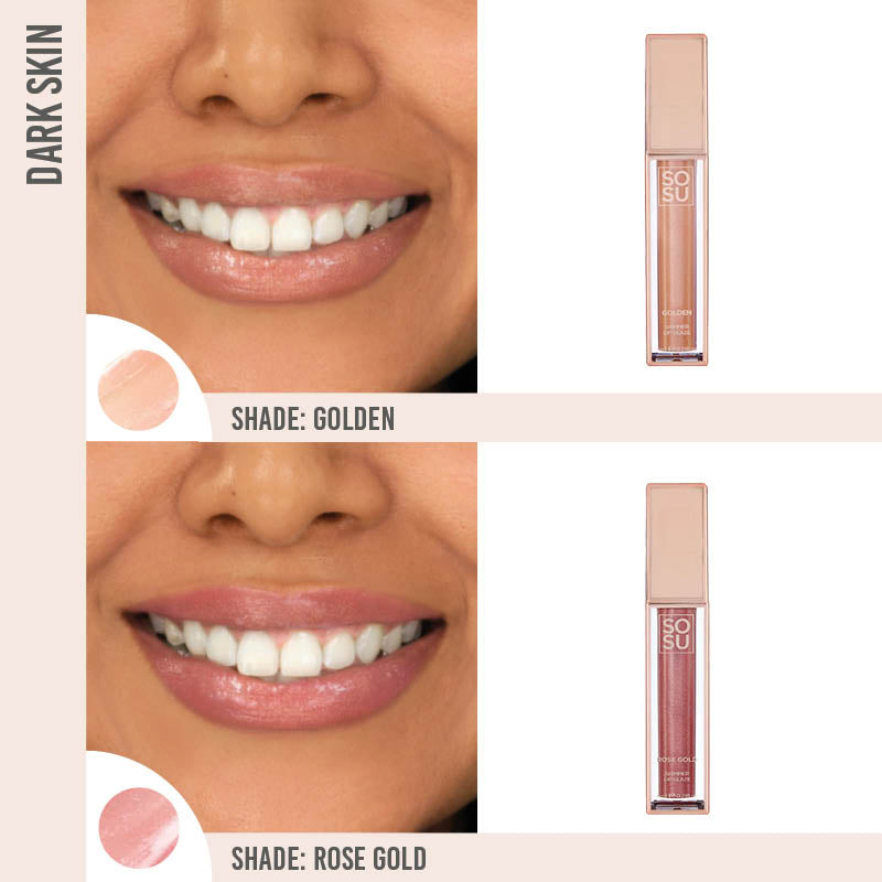 SOSU Shimmer Lip Glaze Duo on dark skin