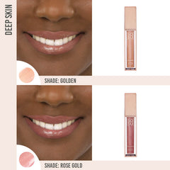 SOSU Shimmer Lip Glaze Duo on deep skin