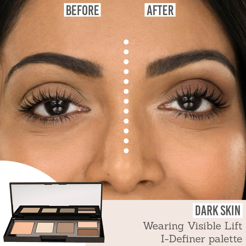 Studio 10 Visible Lift I Definer palette before and after results on dark skin